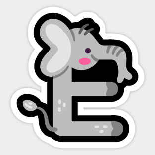 Letter E elephant  animal alphabet back to school Sticker